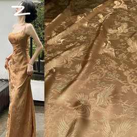 全人丝祥云仙鹤提花服装面料 新中式吊带连衣裙马甲衬衫面料