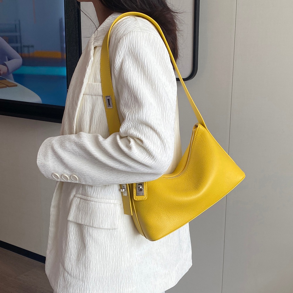 PASTE French-Style Genuine Leather Underarm Shoulder Bag for Women, Small Pillow Bag - Thumbnail 3