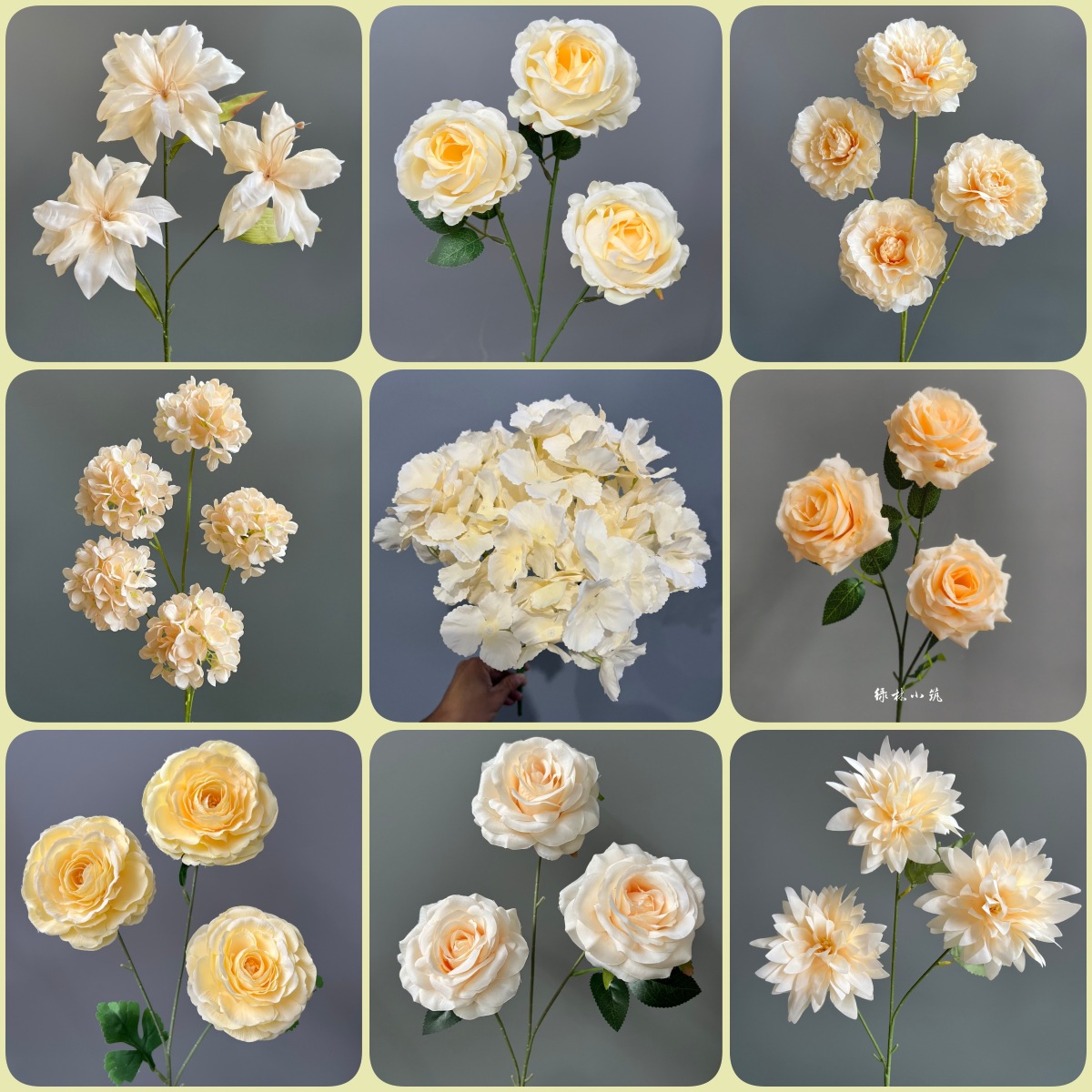 Champagne-Colored Artificial Floral Wedding Rose Hydrangea Floor Arrangement Ceiling Aisle Flower Material Auditorium Decoration Arrangement
