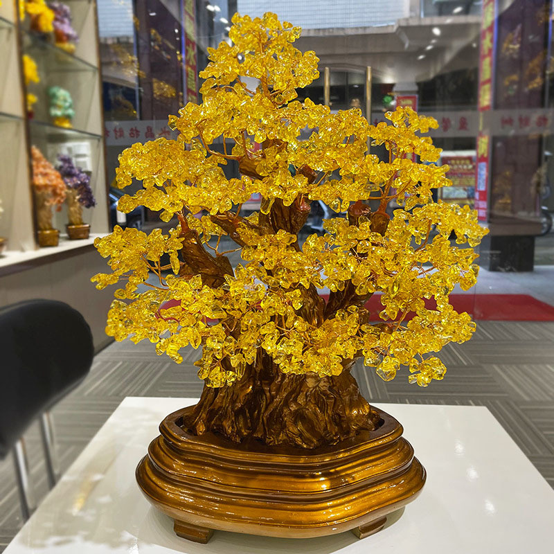 Citrine fortune tree fortune tree shake money decoration extra large golden pine tree Office Home opening gift Citrine fortune tree fortune tree shake money decoration extra large golden pine tree Office Home opening gift