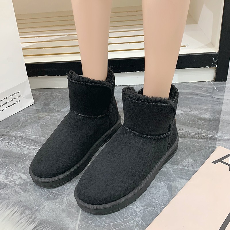 fashionable winter keep warm solid color low boots platform