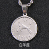 Sophisticated zodiac signs stainless steel, necklace, brand coins, pendant, European style