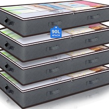 亚马逊床下衣物床单毛毯收纳袋大容量透明90升衣服收纳整批发