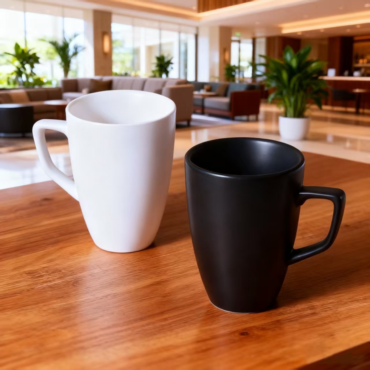 Ceramic Cup B&B Hotel Mouthwash Cup Household Water Cup Tea Cup Pair of Ceramic Cup Hotel Black and White Simple Mug