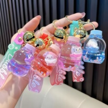 卡通三丽鸥亚克力入油流沙瓶钥匙扣漂浮公仔系列包挂件小饰品批发