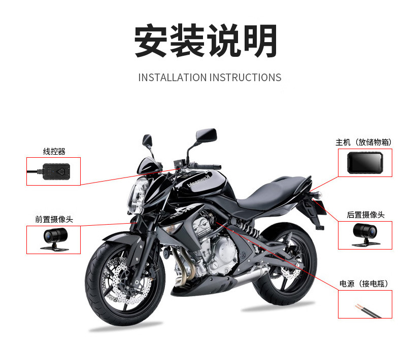 Source Factory Motorcycle Dashcam, High-Definition 1080P Waterproof Night Vision Motorcycle Dashcam