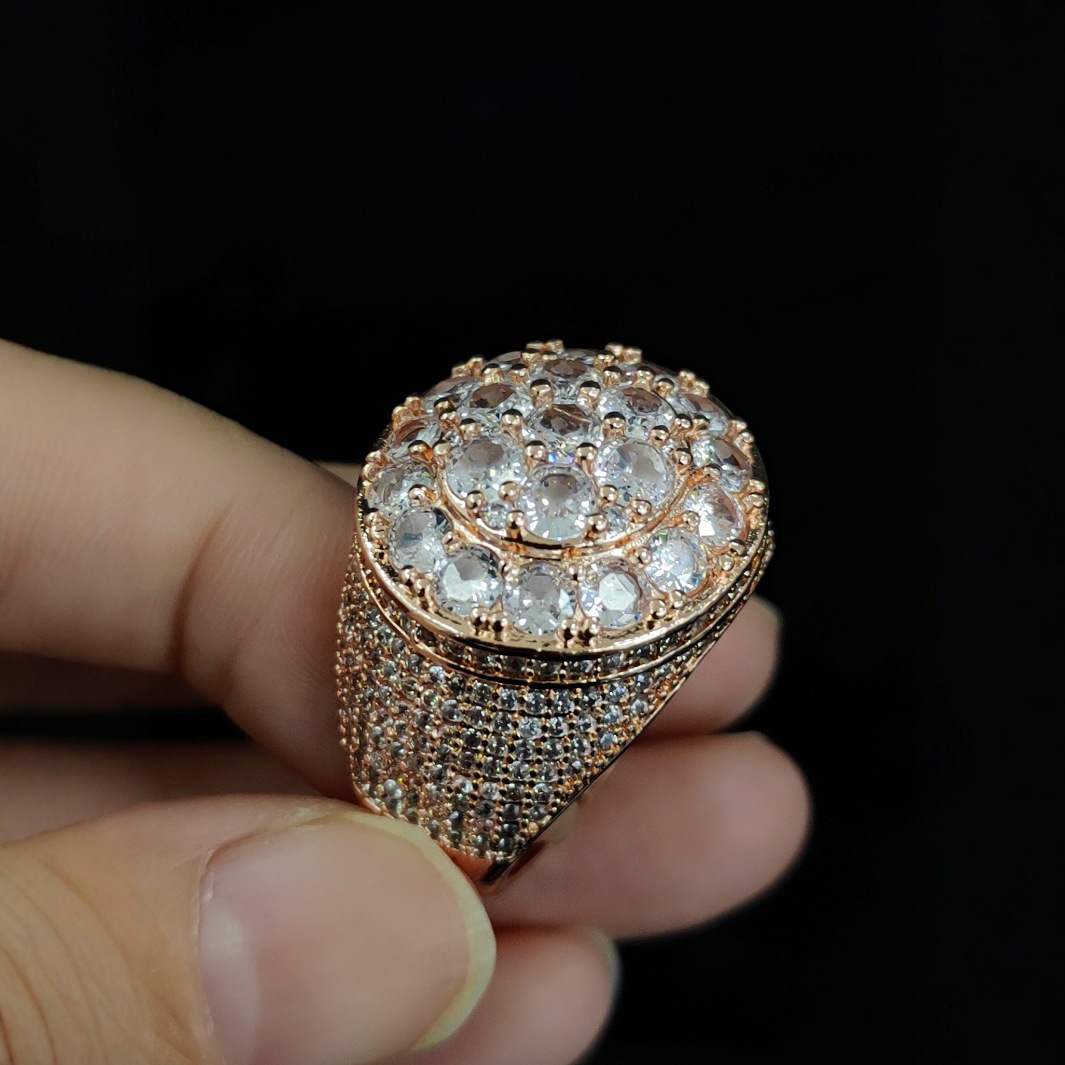 Anello da uomo hip hop stile europeo e americano in zircone e rame_voghion.com