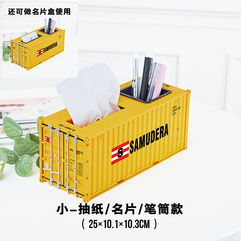 Modelo de contenedor de logística portuaria, juguete con logotipo, patrón de color, transporte de mercancías, regalo de escritorio, adorno, caja de almacenamiento para pañuelos