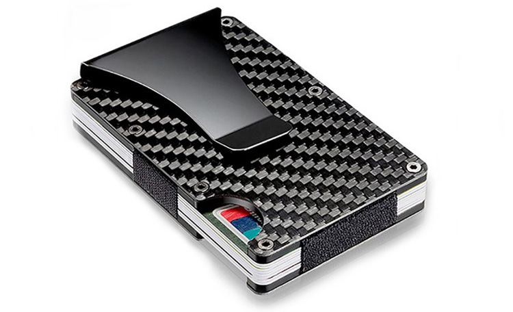 52g Weight Open Closure Type Card Holder Bags Type Daily Occasion carbon fiber microfiber Material Men's Plaid Carbon Fiber Microfiber Open Card Holders