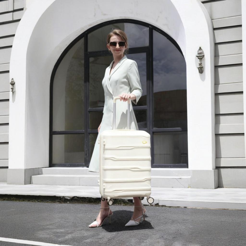 Vali nữ siêu nhẹ bánh xe đa năng chống mài mòn size cabin 20 inch — màu đen