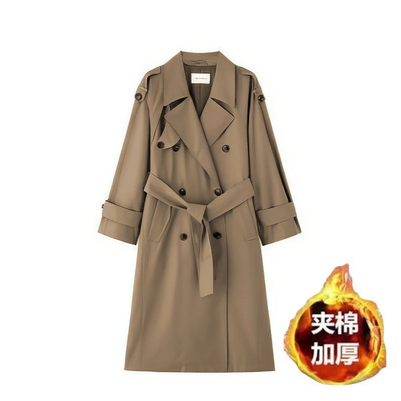 年廓形中长款休闲英伦风衣外套春秋款翻领高个子立领系带大衣|undefined