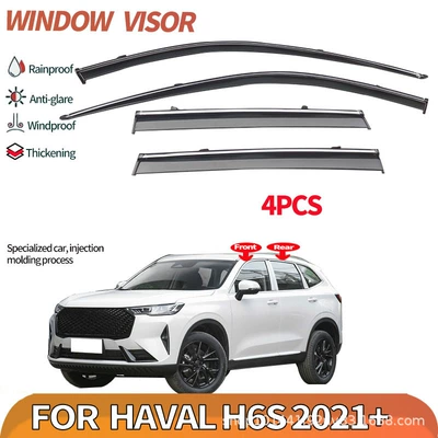 Cross-Border Applicable Haval H6 Window Visor 2021+ Third Generation Haval H6 Rain Shield and Rain Guard (Rain shield) - haval-h6-mk3-2021-4pcs-ps-with-silver-bright-strips-rain-shield