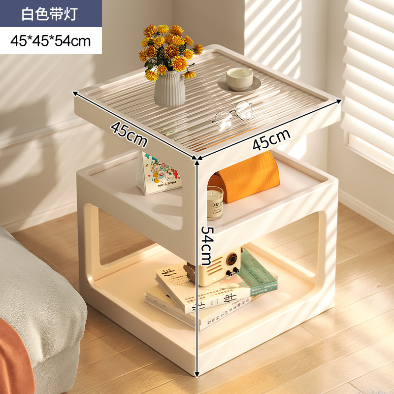 Alternativa a la mesita de noche de madera maciza, armario de almacenamiento de dormitorio doméstico pequeño simple y moderno, estante de borde de cama creativo con luz