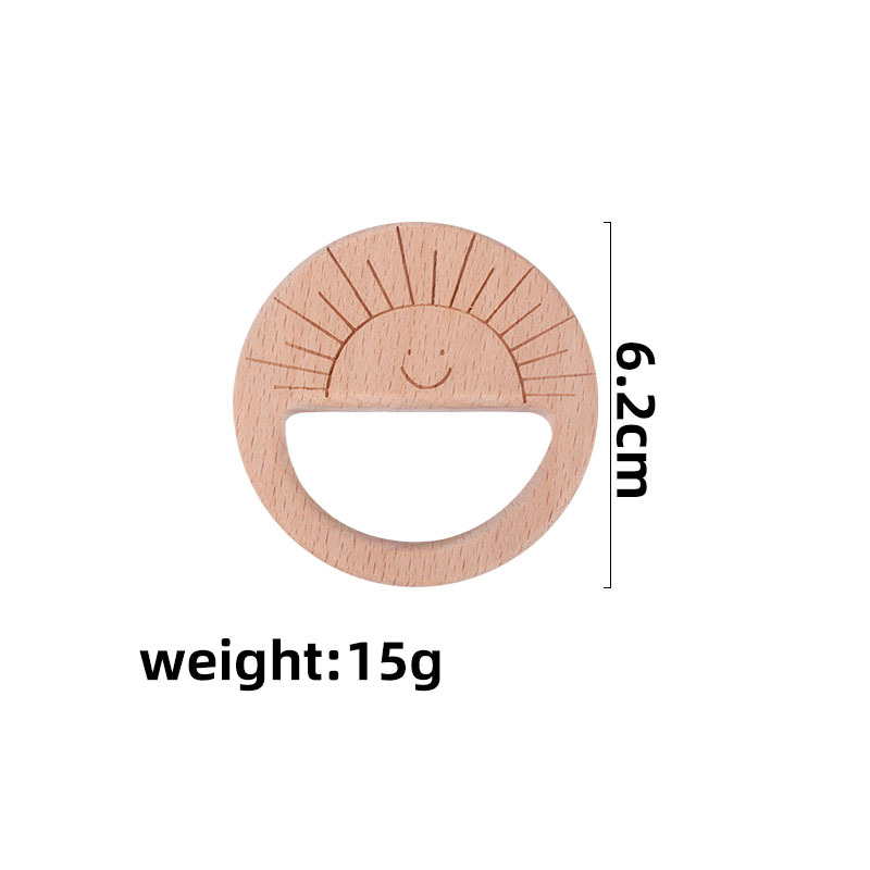 Nuevo bebé suministros juguete de haya mordedor bebé molar mordedor pulsera DIY Smiley sol láser talla