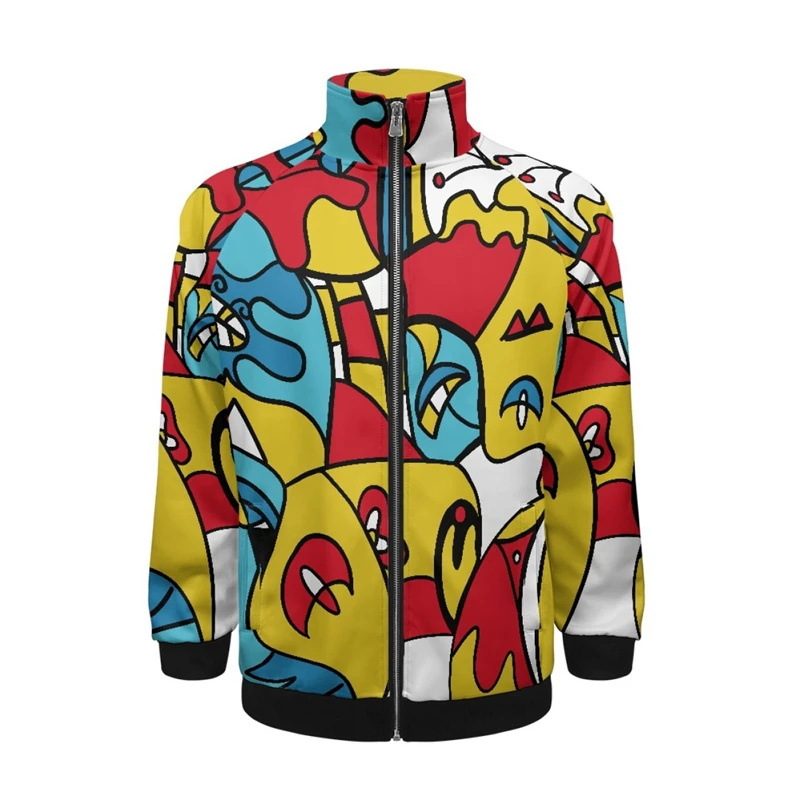 Temperamento colorido impresión digital 3d ventas directas de fábrica comercio exterior versión coreana de la chaqueta de cuello alto con cremallera delgada MF10