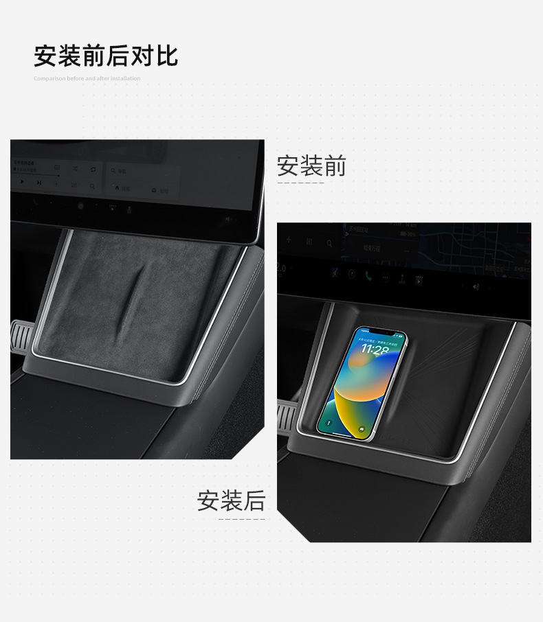 For Tesla Huanxin ModelY Central Control Wireless Charging Mat Silicone Anti-Slip Mat Interior Protection Accessories