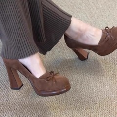 レトロな太ヒールハイヒールシューズ 女性用 2025年春秋 フレンチスタイル エレガントな淑女風 足が疲れない シングルシューズ 快適で多用途