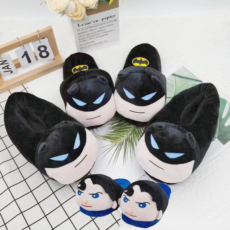 Autumn and Winter Animation Surrounding Batman Superman Hulk Home Cartoon Q Version Doll Plush Cotton Slippers