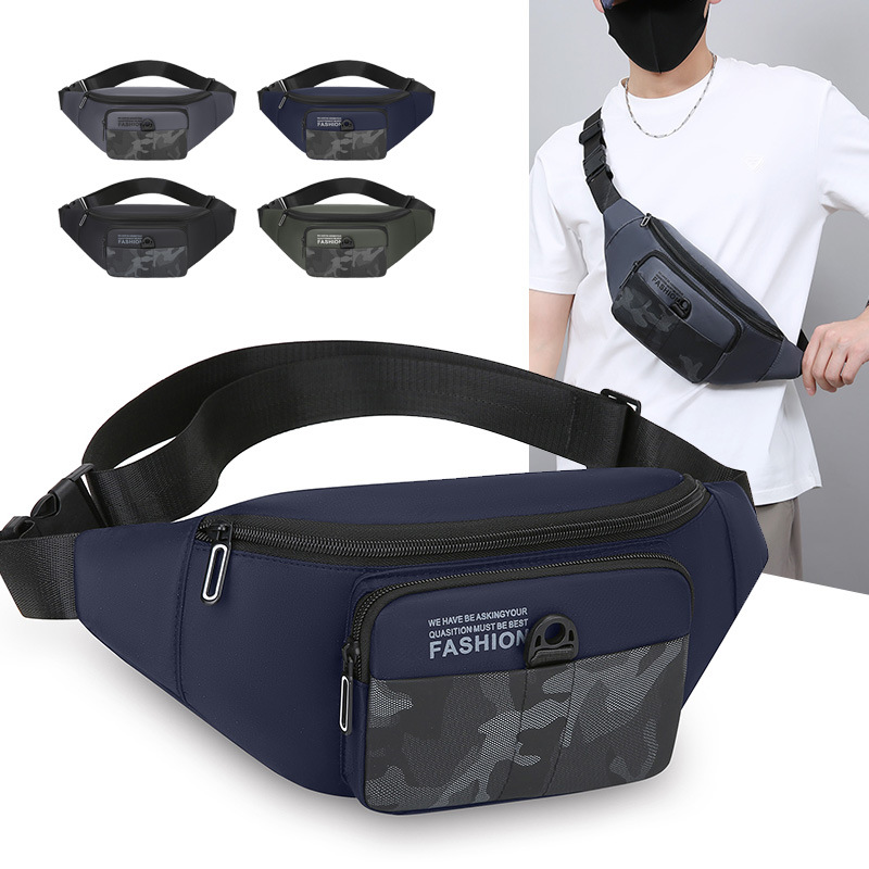 Riñonera para hombre de deportes al aire libre 2025 nuevo bolso de mensajero de un solo hombro de tela Oxford ligero bolso de pecho de ocio de varias capas