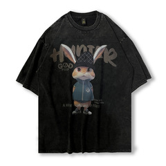 TKPA國潮嘻哈vintage復古印花重磅做舊短袖t恤男女hiphop半袖體恤