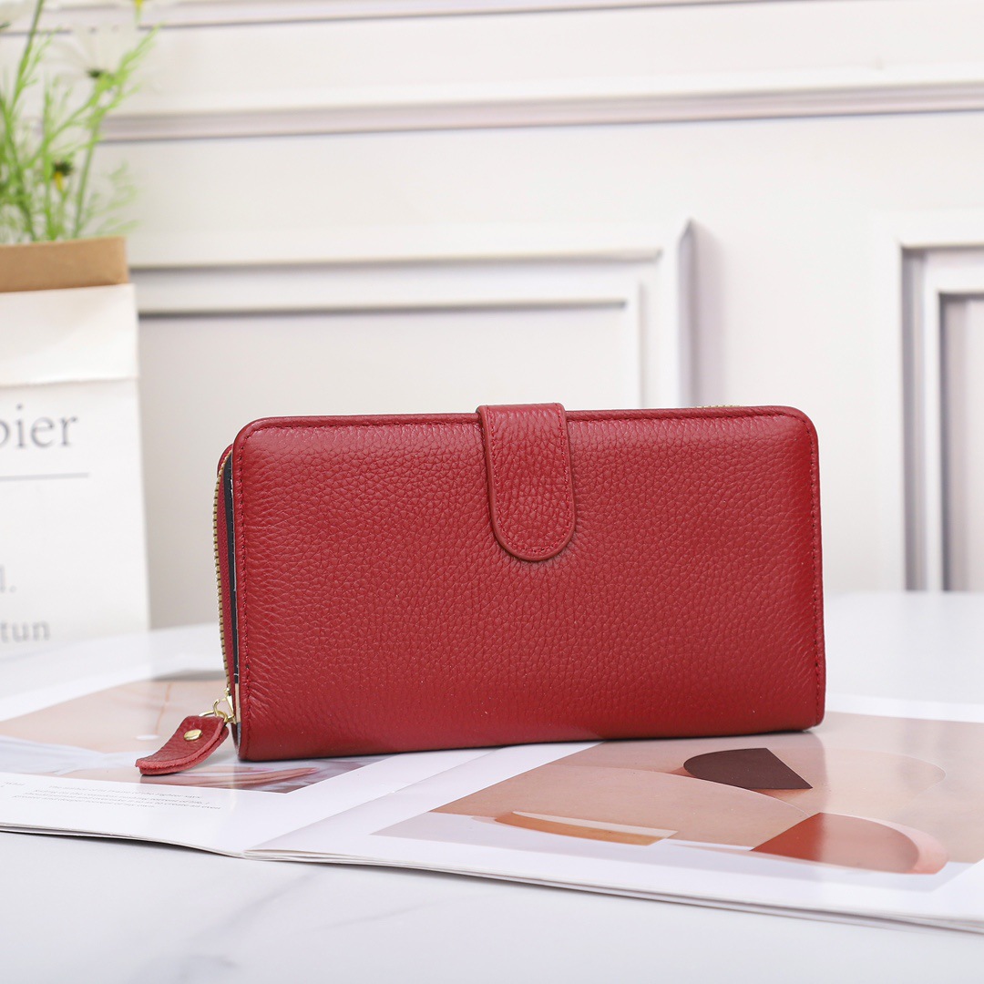 头层牛皮长款女钱包时尚手机包真皮钱夹欧美多卡位手机包Wallet