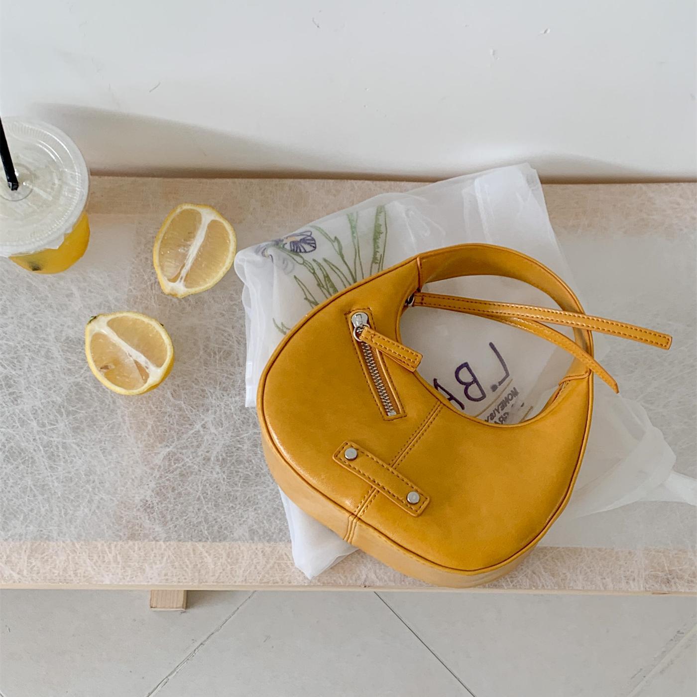 Spring/Summer New Crescent Bag PU Leather Niche Design Korean Style Handbag Trendy Versatile Commuter Mini Tote Bag for Women - Thumbnail 8