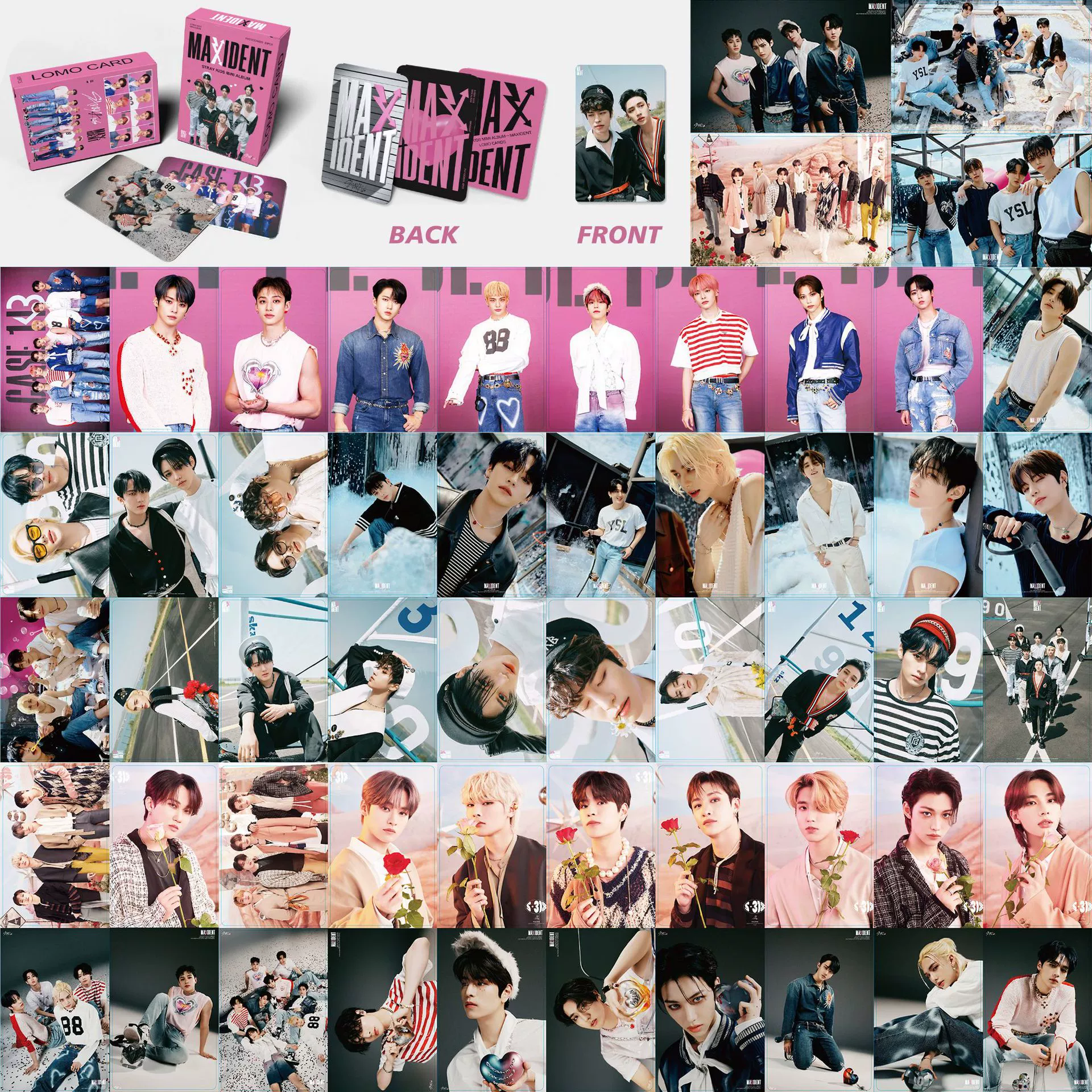 Набор карточек Ломо (Stray Kids) — 55 ламинированных фотокарточек, 85×55 мм, стиль коллекционного альбома