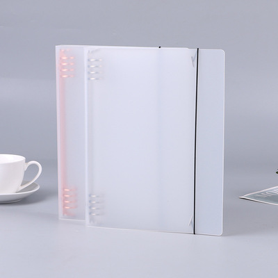 Transparent frosted pp business affairs notebook Loose-leaf Shell A4A5B5 Bandage Shell wholesale Metal clip customized