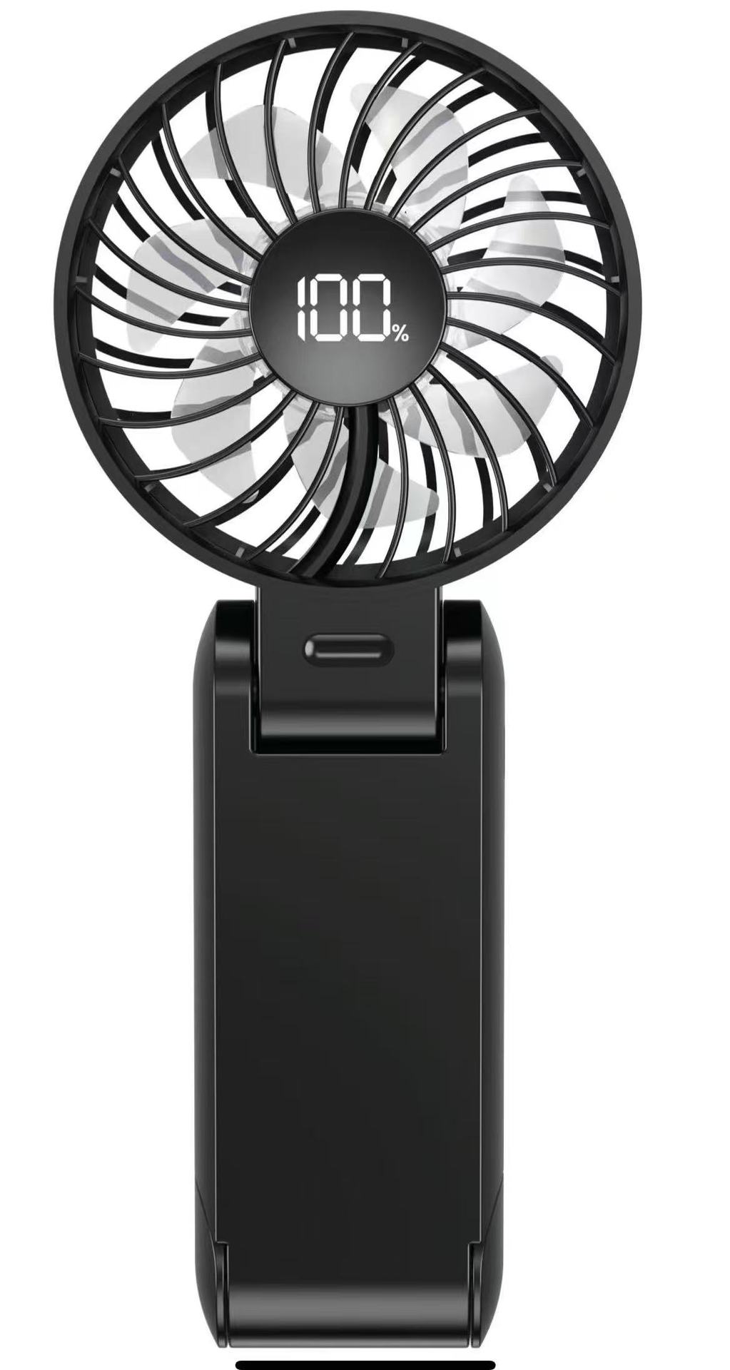 Nuevo ventilador plegable de mano 2025, ventilador pequeño portátil para exteriores con cuello colgante, pantalla digital, ventilador pequeño de alimentación complementaria de 100 velocidades