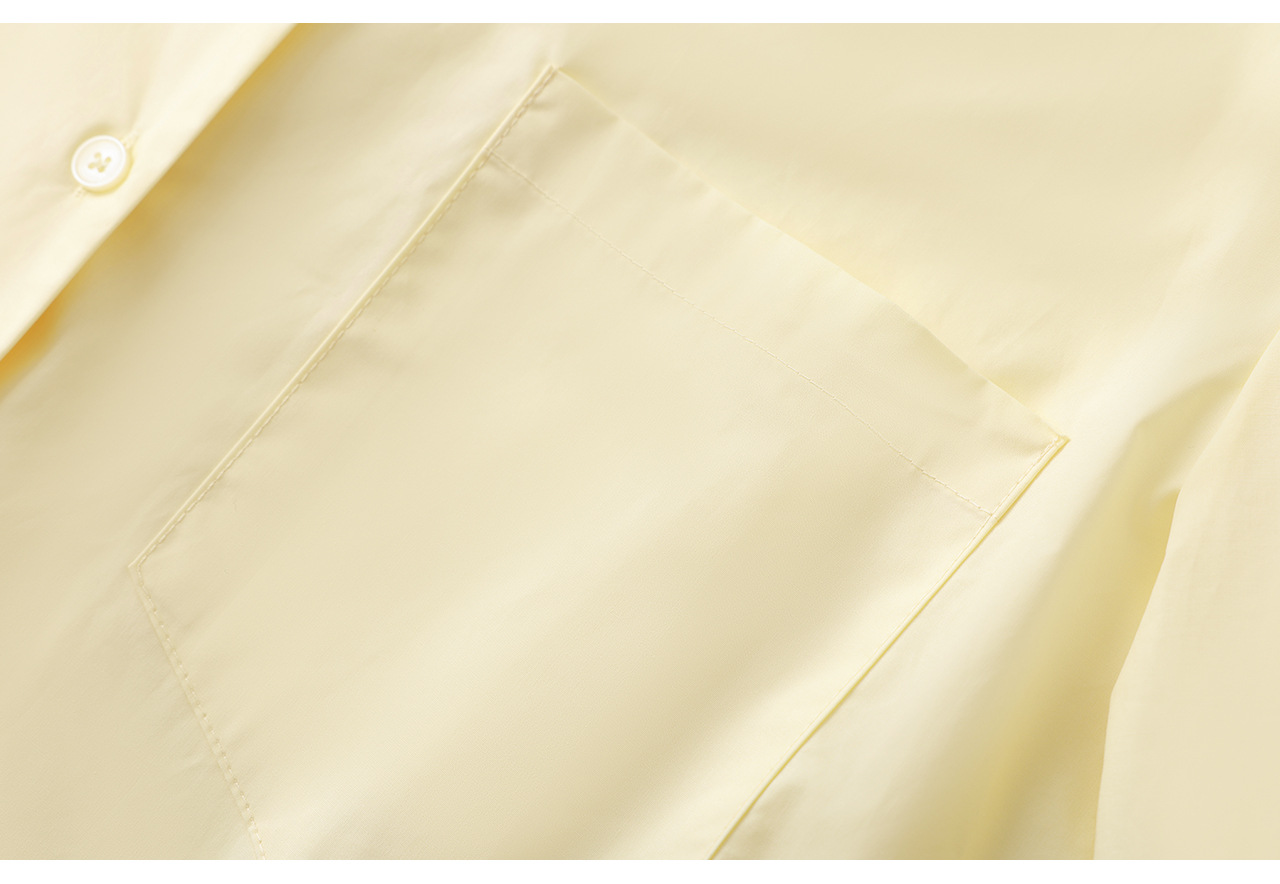 Áo sơ mi nữ dài tay cổ V phối dây rua, chất cotton mềm mại không nhăn — Vàng sữa chi tiết 28