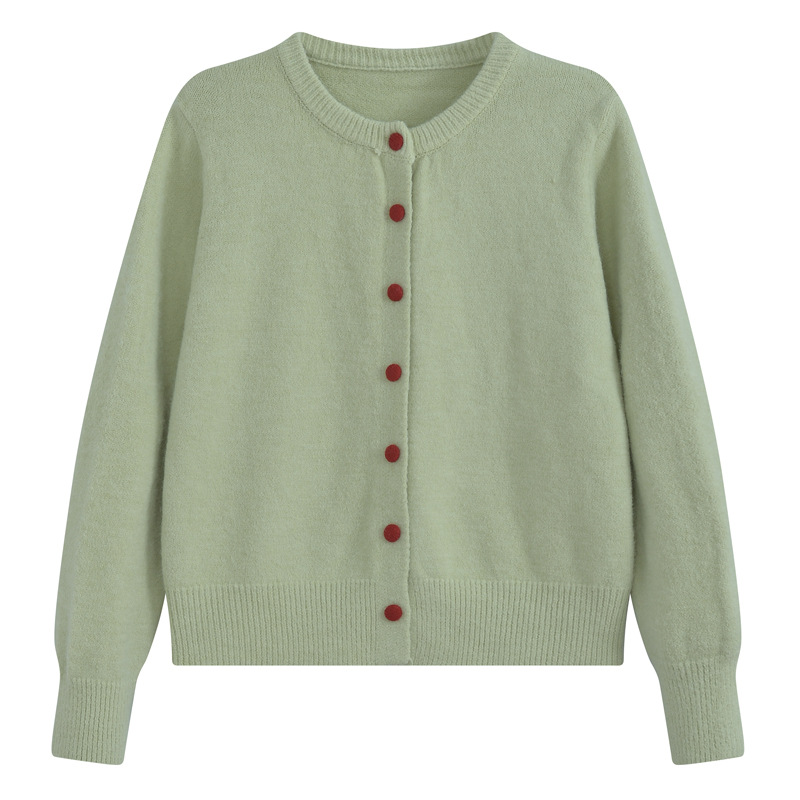 2025 primavera nueva reducción de envejecimiento suelta suave pegajosa con cardigan de punto de mujer suéter de aire suave blusa de adelgazamiento image 9
