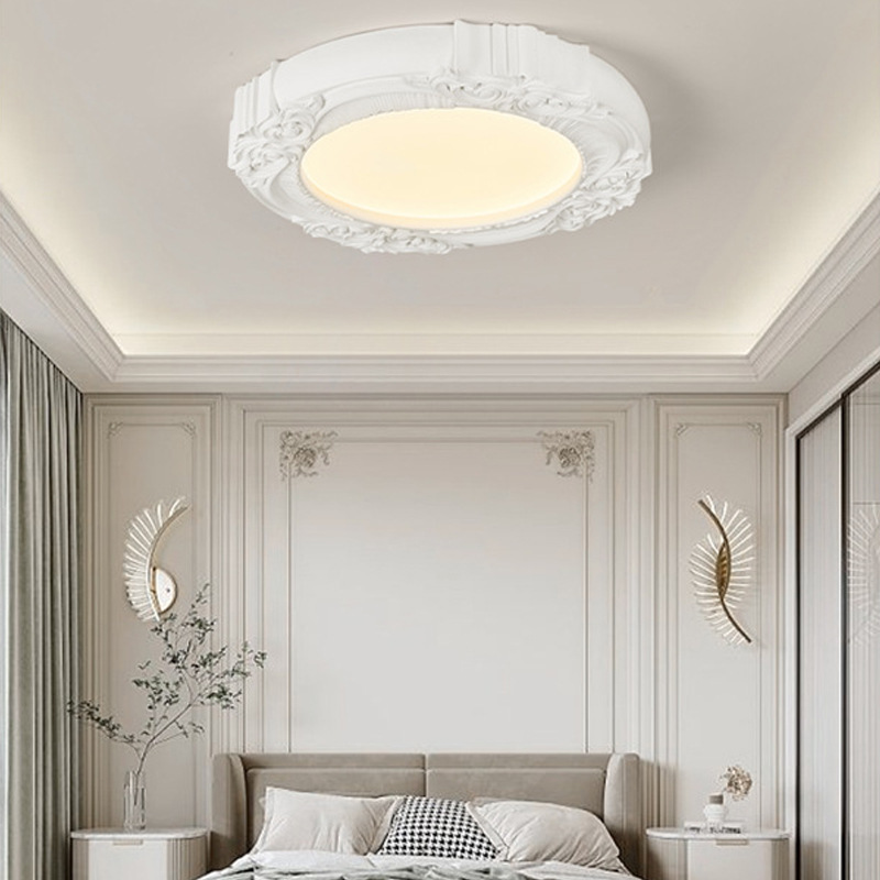Bedroom light, plaster ceiling light, French retro wabi-sabi style, court pattern, personalized art, study room, master bedroom light