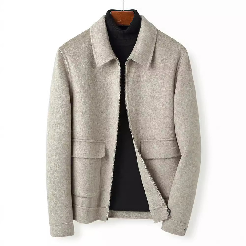 In-Stock Autumn and Winter Thick Double-Sided Wool Coat Men's Short Lapel Jacket