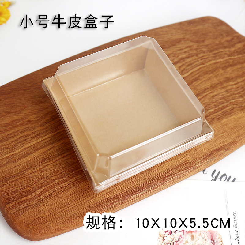 Caja cuadrada de papel y plástico de tamaño medio, caja de pan de sándwich, mousse, nieve, caja de pan Tiandi, caja de embalaje para hornear, punto oeste