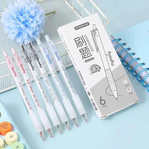 New Simple Transparent Color Retractable Gel Pen 0.5mm Quick-Drying Student Office Stationery St Tip Exam Pen