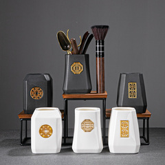 Kung Fu tea set accessories ebony solid wood tea ceremony six gentlemen set 6 gentlemen set tea making tools tea clip needle spoon