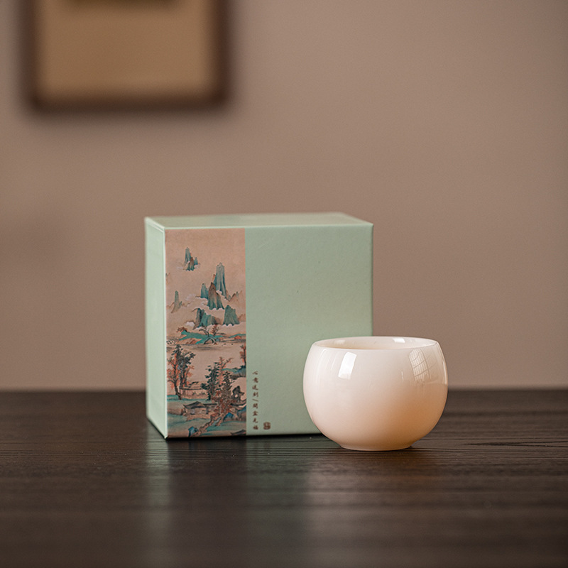 翡翠茶カップ徳化氷種羊脂翡翠白磁ティーカップ家庭用カンフーティーセット純白ゲストカップティーシングルカップ|undefined