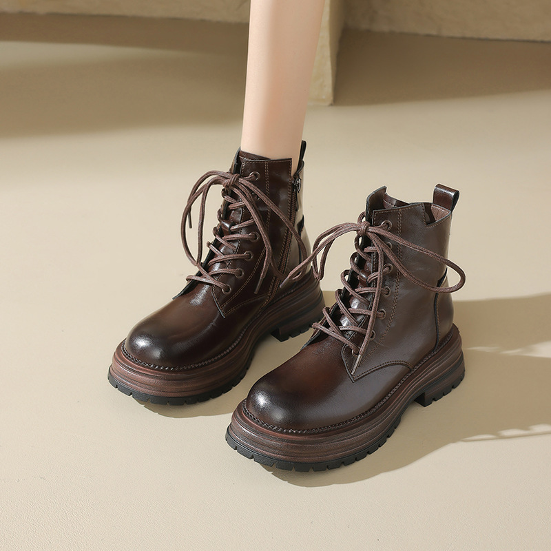 Augusto Lion Martin botas para mujeres 2025, nuevo estilo británico de otoño y invierno con falda, botas cortas de primavera y otoño con suela gruesa. image 1