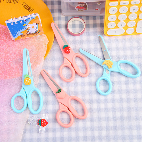 Cartoon children's safety scissors diy paper cutting hand-cut ins cute student office portable art scissors