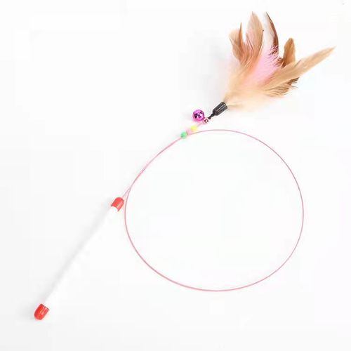 Factory direct sales classic cat funny rod steel wire feather bite resistant cat funny rod pet cat toy supplies wholesale