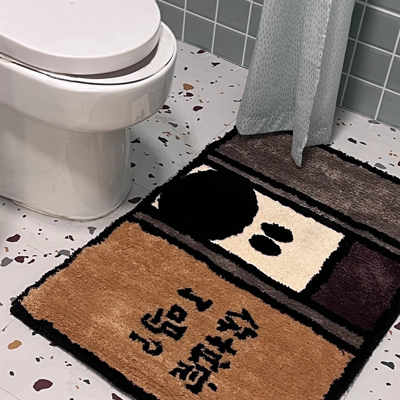 漫画風カシミヤ調バスマット、吸水性のあるタフテッドバスマット、浴室トイレ用滑り止めフットマット、バスルームカーペット|undefined