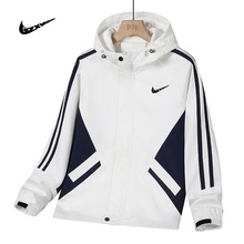 跨境冲锋衣夹克男春秋季新款小众连帽休闲户外拼接潮牌情侣外套女