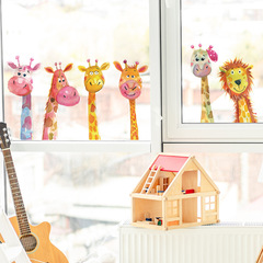 梵汐fun-b33卡通彩繪長頸鹿家族兒童房家居背景裝飾牆貼紙批發