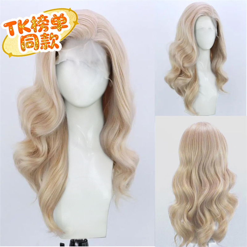 Customized Tk List-Style 13*6 Front Lace Wig for Women from Guangdong Factory, 13*4 Hand-Tied Lace Long Curly Wig