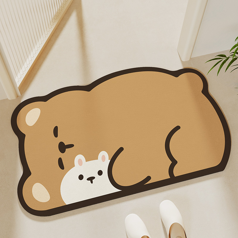 Dajiang cartoon animal bathroom diatom mud absorbent floor mat household bathroom non-slip foot mat toilet quick-drying door mat