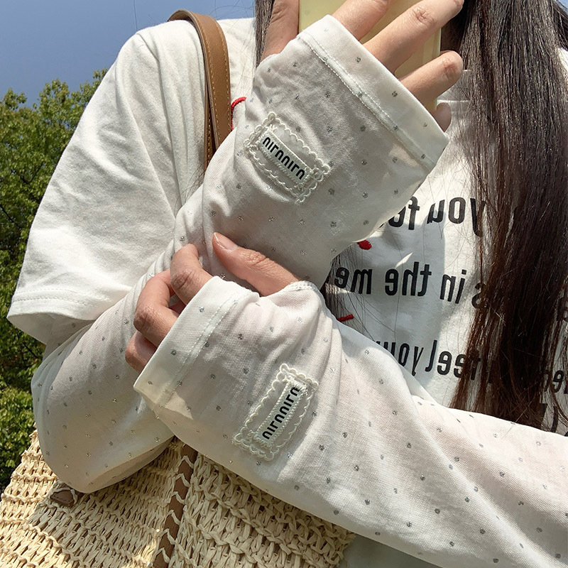 水玉模様のアイスシルク日焼け止めスリーブ女性用夏のスリーブ保護UV保護アームルーズサンシェード通気性アイススリーブ|undefined
