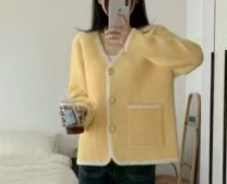 秋冬时尚撞色条纹棒球领拉链开衫毛衣女时尚通勤长袖针织衫外套|undefined