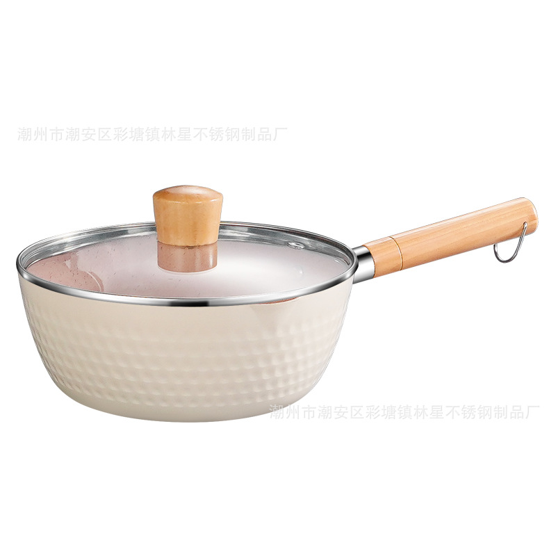 Hogar de estilo japonés de piedra de maifan nieve olla plana suplemento de comida para bebés olla de copo de nieve olla de fideos instantáneos Cocina de Inducción olla de leche pequeña olla de sopa pequeña