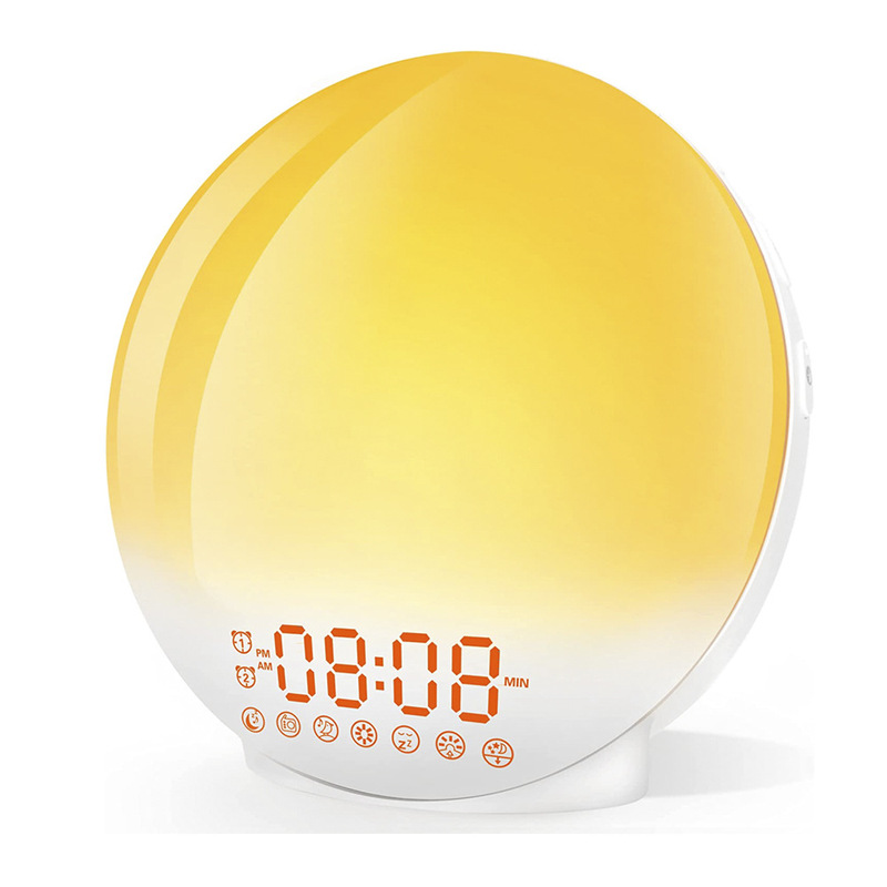 日の出の日没をシミュレートする自然覚醒灯led電子目覚まし時計ランプカラフルな雰囲気のベッドのヘッドライトと睡眠のタイミングランプ|undefined
