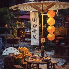 中式户外大油纸伞古风防雨遮阳大油纸伞复古庭院伞围炉煮茶垒德株